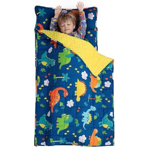 Toddler Nap Mat with Kids Weighted Blanket 3lbs and Pillow, 50 x 20 Inches, Insugar 2-in-1 Kids Sleeping Bag Weighted, Extra Long, Soft and Cozy for Preschool, Children Daycare, Travel, Pink Unicorn