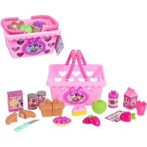 Disney Junior Minnie Bow-Tique Bowtastic Shopping Basket Set with Pretend Food and Accessories, Pretend Play, Kids Toys for Ages 3 Up by Just Play