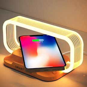 Donewin Small Nightstand Lamp with Wireless Charger,Cute Bedside Lamp for Bedroom,Small Table Lamp with Phone Charger,Mini Night Light for Boys Girls,Tiny Lamp as Gift,Stepless Dimmable,3 Color Modes