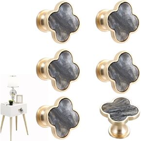 6 Pcs Clover Knobs Dresser Cabinets Kitchen Cupboard Pulls Drawer Wardrobe Shoe Cabinet Jewelry Box Pulls Furniture Coffee Table Single Hole Door Handles(Pink)