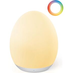 JolyWell Night Light for Kids, Egg Light for Nursery with 7 RGB Colors Changeable & Stepless Dimming, Rechargeable Tap Light with 1h Timer & Touch Control, Portable Night Light for Babies BPA Free