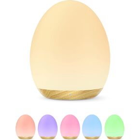 JolyWell Night Light for Kids, Egg Light for Nursery with 7 RGB Colors Changeable & Stepless Dimming, Rechargeable Tap Light with 1h Timer & Touch Control, Portable Night Light for Babies BPA Free