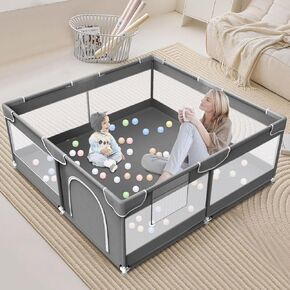 Large Baby Playpen for Toddlers, Playpen 74×50, Large Baby Play Yards Indoor & Outdoor, Sturdy Safety Baby Play Pen with Soft Breathable Mesh, Toddlers Activity Center with Anti-Slip Base