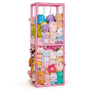 Trycooling Stuffed Animal Storage Zoo Stuffed Animal Holder Space Save Vertical Stuffed Animals Storage PVC with Elastic Band and Net for Playroom Bedroom Nursery (White 1)