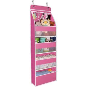 Univivi Door Hanging Organizer Nursery Closet Cabinet Baby Storage with 4 Large Pockets and 3 Small PVC Pockets for Cosmetics, Toys and Sundries (Grey)