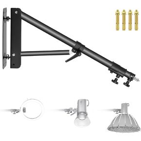 Neewer Wall Mounting Triangle Boom Arm for Photography Strobe Light, Monolight, Softbox, Umbrella, Reflector and Ring Light, Support 180 Degree Rotation, Max Length 4 Feet/125cm (Black) in Kuwait