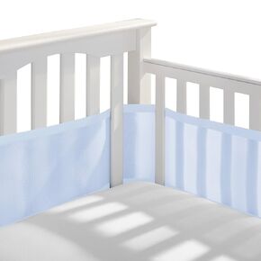 BreathableBaby Breathable Mesh Liner for Full-Size Cribs, Classic 3mm Mesh, Gray Seersucker (Size 4FS Covers 3 or 4 Sides)