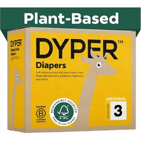 DYPER Baby Diapers Size 4 | Honest Ingredients | Cloth Alternative | Day & Overnight | Made with Plant-Based* Materials | Hypoallergenic for Sensitive Skin, Unscented