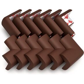 8-Pack Corner Protectors Baby Proof, Furniture Corner and Edge Safety Bumpers, Soft Rubber Foam Cushion Covers, 3M Taped Corner Guards, Baby Child Proofing Pads, Table Corner Protectors, Brown