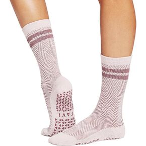 TAVI Kai Fashion Crew Grip Socks - Slipper Socks for Barre, Pilates, and Yoga - Pilates Socks with Grips for Women and Men