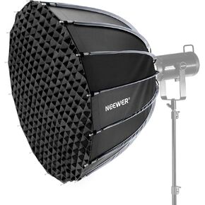 NEEWER 35.4"/90cm Parabolic Softbox Bowens Mount, Quick Release with Diffusers/Grid/Bag for Video Continuous Lighting CB60 CB200B MS60 MS150B Q4 Compatible with Godox Amaran 100x Aputure 600d, NS90P