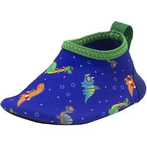 Robeez Kids Aqua Shoes Boys & Girls Slip Resistant Neoprene Water Shoes for Summer, Beach, Pool - Swimming Dinos Blue - 0-6 Months
