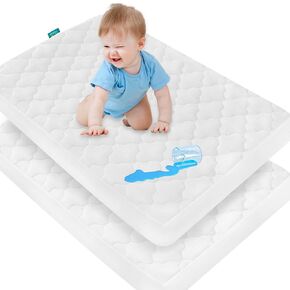 Pack and Play Mattress Pad Protector Waterproof, Pack and Play Sheets Quilted- 39" x 27" Fitted for Graco Playard | Mini & Portable Mattresses -Washable Ultra Soft Padding