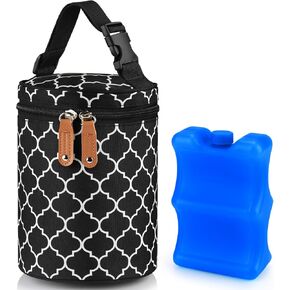 Accmor Breastmilk Cooler Bag with Ice Pack, Insulated Baby Bottle Cooler Tote Bags, Baby Bottle Warmer Cooler Bag, Baby Bottle Bag Great for Nursing Mom Daycare, Grey
