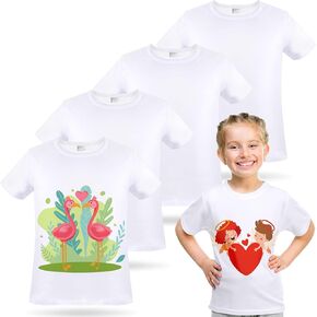 5 Pieces Toddler Blank Sublimation T-Shirt Modal Crew Neck Short Sleeve T-Shirt for Kids Baby Children Youth Tye Dying