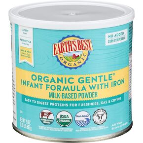Earth's Best Organic Baby Formula for Babies 0-12 Months, Powdered Milk-Based Gentle Formula with Iron and Easy to Digest Proteins, 21 oz Formula Container