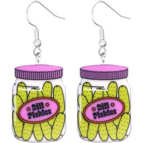 Pickle Earrings Funny Pickle Jewelry Cucumber Earrings,Weird Acrylic Drop Dangle Earrings for Snack Bar Worker,Food Lover,Teens and women