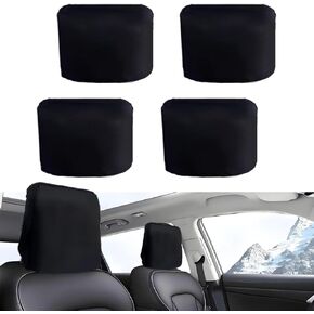 4Pcs Satin Car Headrest Cover, Adjustable and Reusable Car Seat Head Rest Cover,Headrest Cover for Hair Protection,Car Seat Head Protector,Universal for Most Cars