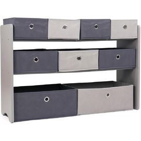 Humble Crew Kids Toy Organizer with 9 Storage Fabric Bins, Grey