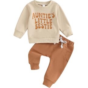 Murnouche Toddler Baby Boy Fall Winter Outfits Letter Crewneck Sweatshirt Casual Pants 2Pcs Clothes Set