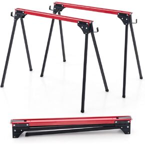 Goplus Saw Horses 2 Pack Folding, Portable Lightweight Work Horse with 2x 4 Slots, 2200 LBS Capacity, Non-slipping Pads, Heavy Duty Sawhorse for Garage Cutting Working