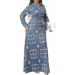 LaiyiVic Maxi Dress for Women Casual Long Sleeve Button Down Floor Length V-Neck Long Dress with Belt