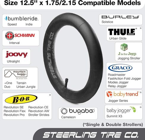 16 × 1.75/1.95/2.125 استبدال الأنبوب الداخلي عالي التحمل المقاوم للشوك لجميع عربات الأطفال من Baby Trend Expedition Jogger والمزيد! [عبوة من قطعتين] شركة ستيرلينغ للإطارات. in Kuwait