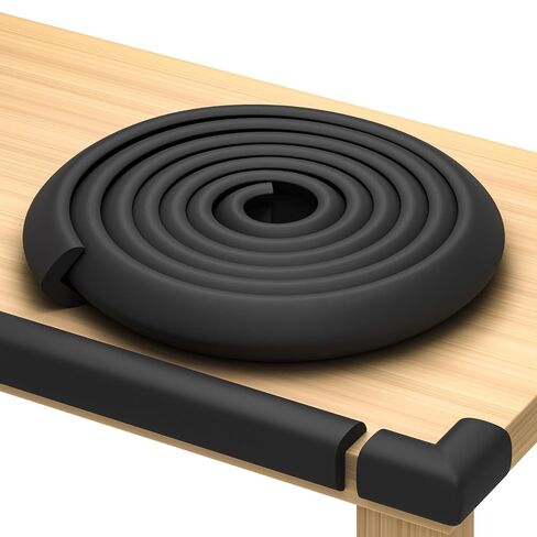 Baby Proof Corners and Edges with Furniture Corner & Edge Safety Bumpers, Impact-Absorbent 18ft Bumper & 8 Foam Corner Protectors, Cushy, Thick, Odorless Table Edge Protectors for Baby, Child | Black in Saudi Arabia