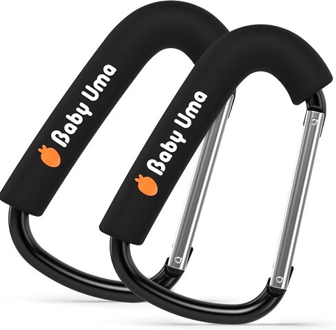 Baby Uma Stroller Hooks for Bags (2-Pack) - Universal Stroller Clips and Hooks, Carry 11 lbs Per Stroller Hook, Adjustable Stroller Carabiner Clip, Baby Essentials, Stroller Accessories in Saudi Arabia