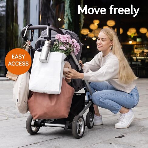 Baby Uma Stroller Hooks for Bags (2-Pack) - Universal Stroller Clips and Hooks, Carry 11 lbs Per Stroller Hook, Adjustable Stroller Carabiner Clip, Baby Essentials, Stroller Accessories in Saudi Arabia