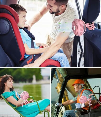 Stroller Fan Mini Portable Fan USB Personal Fan Long Working Handheld Fan 12pcs LED Camping Fan Batterry Operated Fan Clip on Fan for Stroller Travel (Black) in Saudi Arabia