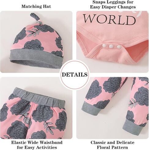 Renotemy Newborn Baby Girl Clothes Infant Outfit Essentials Preemie-18Month | Cute Newborn Girl Clothes,Baby Fall Winter Outfits,Infant Romper Bodysuit,Pants Set with Headband,Toddler Girl Clothes Gifts in Saudi Arabia