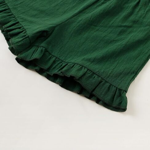 Little Girls Cotton Linen Outfits Set Summer Back Buttons Ruffle Tank Short Set in Saudi Arabia