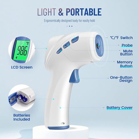 Forehead Thermometer for Adults and Kids, Digital Infrared Thermometer with Fever Alarm, FSA HSA Eligible, Fast Accurate Results, Easy to use in Kuwait