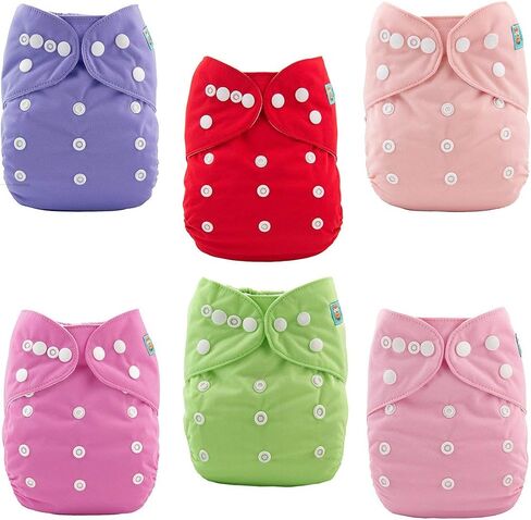 ALVABABY Baby Cloth Diaper 6 Pack with 12 Inserts One Size Cloth Diaper Covers Adjustable Washable Reusable for Baby Girls and Boys in Saudi Arabia
