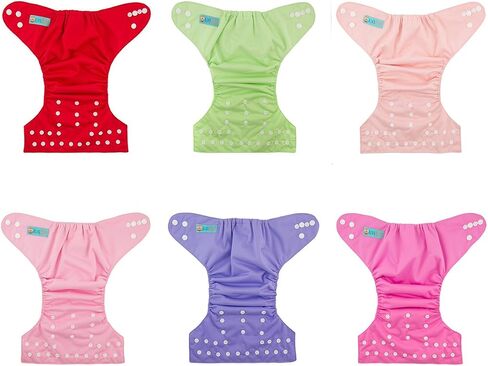 ALVABABY Baby Cloth Diaper 6 Pack with 12 Inserts One Size Cloth Diaper Covers Adjustable Washable Reusable for Baby Girls and Boys in Saudi Arabia