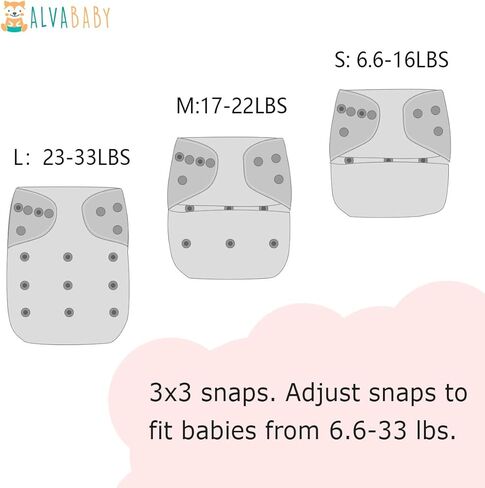 ALVABABY Baby Cloth Diaper 6 Pack with 12 Inserts One Size Cloth Diaper Covers Adjustable Washable Reusable for Baby Girls and Boys in Kuwait
