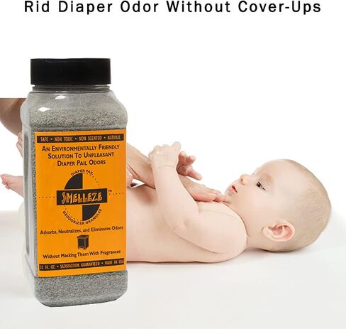SMELLEZE Diaper Pail Deodorizer, Odor Eliminator for Diaper Pail, Baby Poop Deodorizer & Human Urine Odor Eliminator, Deodorizes Infant & Adult Diaper Pails - 2 lb. Granules in Saudi Arabia
