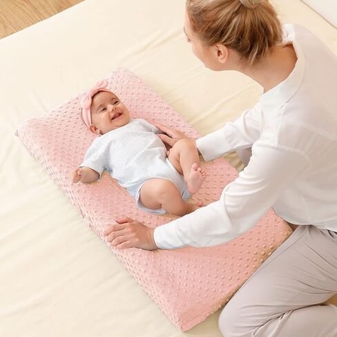 Baby Changing Pad Cover, Super Soft Plush Dot Diaper Changing Table Covers for Baby Girls and Boys, Ultra Comfortable, Safe for Babies, Fit 32"/34'' x 16" Pad (Beige) in Saudi Arabia