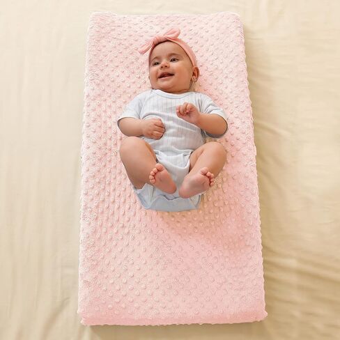 Baby Changing Pad Cover, Super Soft Plush Dot Diaper Changing Table Covers for Baby Girls and Boys, Ultra Comfortable, Safe for Babies, Fit 32"/34'' x 16" Pad (Beige) in Saudi Arabia