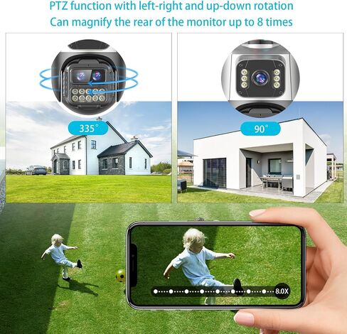 4K Security Camera Outdoor,Dual Lens Outdoor Cameras for Home Security,360 PTZ Outside WiFi Camera,Auto Tracking& Detection, 2-Way Audio,Night Vision,SD/Cloud Storage, No Month Fee,Corded Power in Saudi Arabia