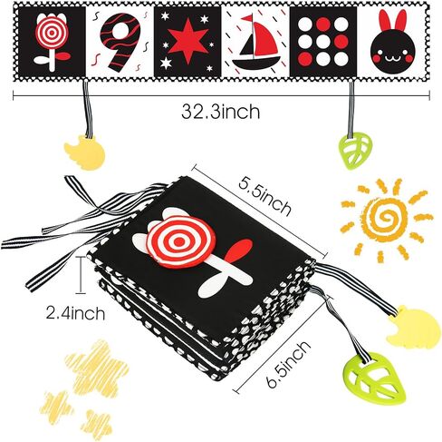 Buauty Baby Tummy Time Mirror, Newborn Infant Toys 0 3 6 12 Months with Sensory High Contrast Crinkle Books and Teethers, Baby Tummy Time Sensory Toys for 0-6 Months Old Boy Brain Development in Saudi Arabia