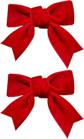 Red Velvet Ribbon Bow Hair Clip 3in Valentines Handmade Cute Alligator Barrettes Bowknot Hair Accessory Small for Little Teen Toddler Baby Girls Kids New Year Xmas Gift in Kuwait