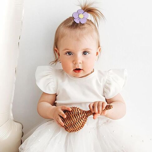 30PCS 2 Inch Baby Girls Hair Ties with Flower Bows,Soft Elastics Ponytail Holders Hair Accessories for Infants Toddlers Baby Girls (Flower color) in Saudi Arabia