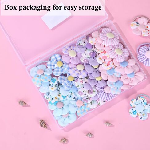 30PCS 2 Inch Baby Girls Hair Ties with Flower Bows,Soft Elastics Ponytail Holders Hair Accessories for Infants Toddlers Baby Girls (Flower color) in Saudi Arabia