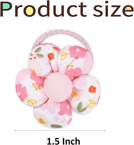 30PCS 2 Inch Baby Girls Hair Ties with Flower Bows,Soft Elastics Ponytail Holders Hair Accessories for Infants Toddlers Baby Girls (Flower color) in Saudi Arabia