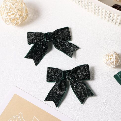 Red Velvet Ribbon Bow Hair Clip 3in Valentines Handmade Cute Alligator Barrettes Bowknot Hair Accessory Small for Little Teen Toddler Baby Girls Kids New Year Xmas Gift in Kuwait