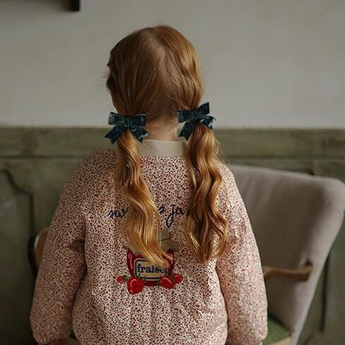 Red Velvet Ribbon Bow Hair Clip 3in Valentines Handmade Cute Alligator Barrettes Bowknot Hair Accessory Small for Little Teen Toddler Baby Girls Kids New Year Xmas Gift in Kuwait