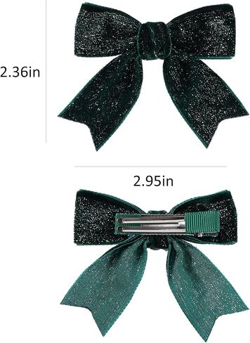 Red Velvet Ribbon Bow Hair Clip 3in Valentines Handmade Cute Alligator Barrettes Bowknot Hair Accessory Small for Little Teen Toddler Baby Girls Kids New Year Xmas Gift in Kuwait