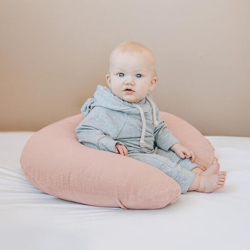 Konssy 2 Pack Muslin Nursing Pillow Covers, Soft and Adorable Nursing Cover for Breastfeeding Pillows, Pillow Slipcover for Baby Girls Boys Newborn(Pink, Floral) in Saudi Arabia